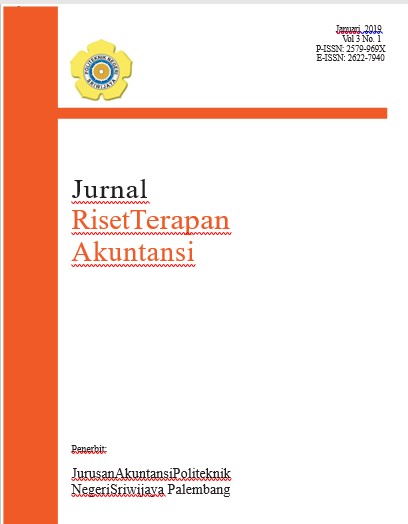 					View Vol. 3 No. 1 (2019): JURNAL RISET TERAPAN AKUNTANSI
				