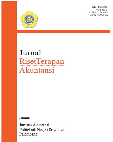 					View Vol. 6 No. 2 (2022): JURNAL RISET TERAPAN AKUNTANSI
				