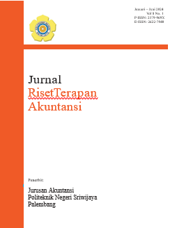 					View Vol. 8 No. 1 (2024): JURNAL RISET TERAPAN AKUNTANSI
				