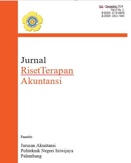 					View Vol. 8 No. 2 (2024): JURNAL RISET TERAPAN AKUNTANSI
				