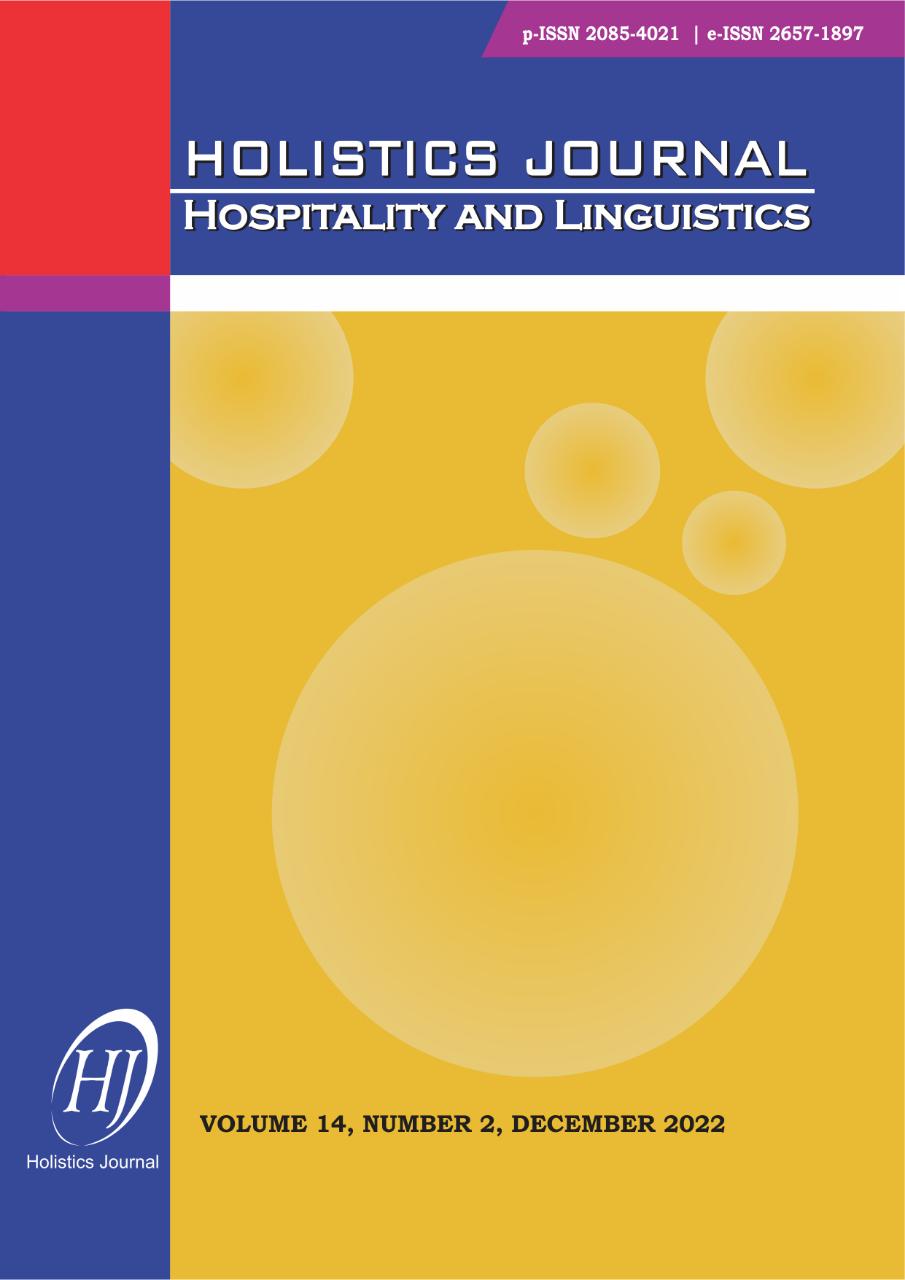 					View Vol. 14 No. 2 (2022): HOLISTICS JOURNAL: HOSPITALITY AND LINGUISTICS
				